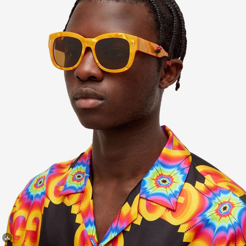 GUCCI AUTHENTIC 1110 Yellow Pearl Chunky Bio Based Bold Sunglasses GG1110S 004 - Picture 8 of 8